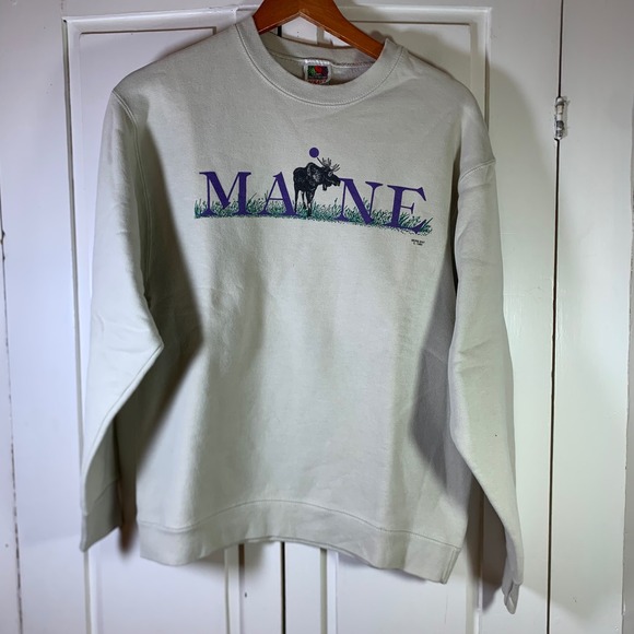 Fruit of the Loom Other - Vintage 1990 Maine Moose Sweatshirt Fruit of the Loom Heavy Cotton Gray Medium